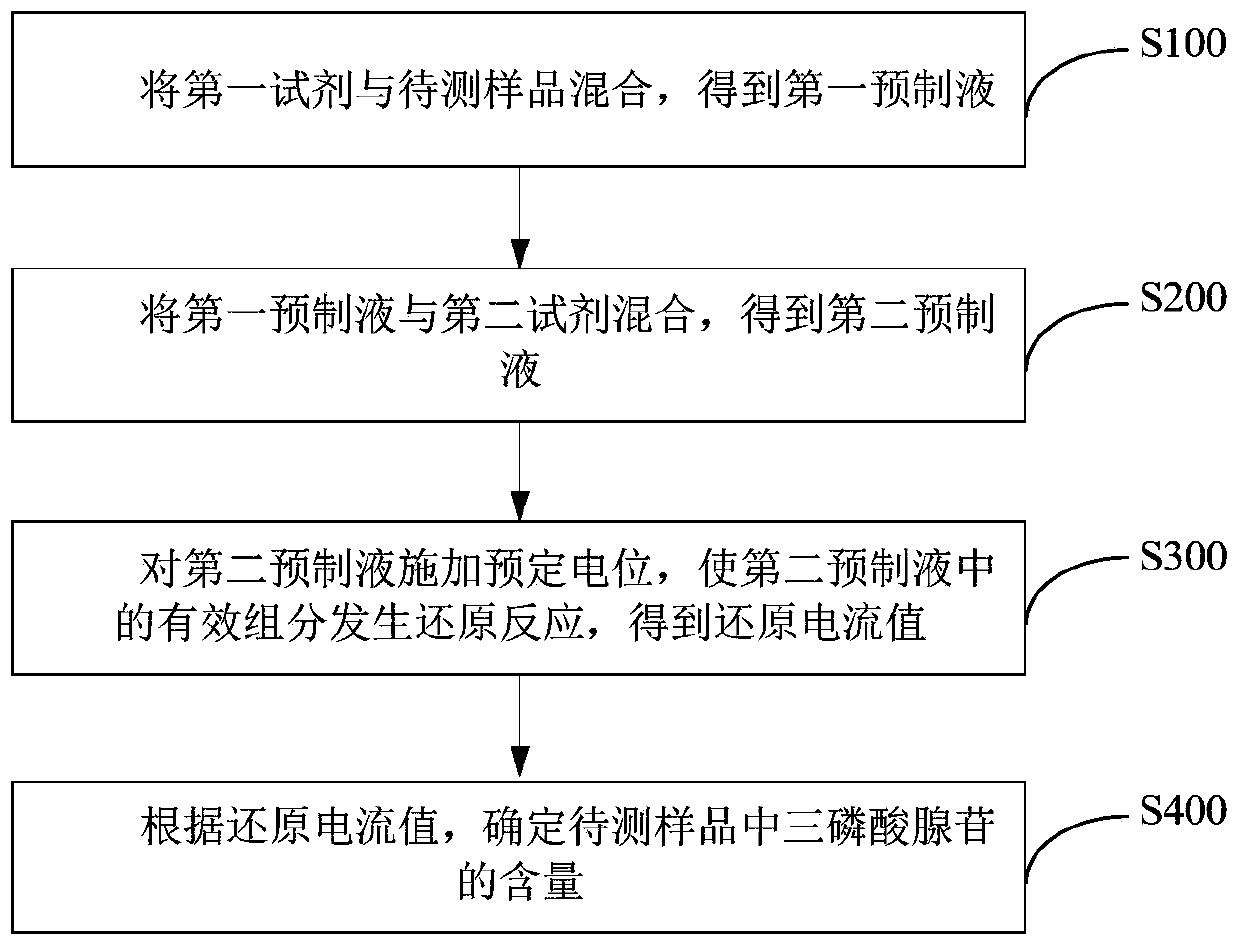 Detection reagent for detecting adenosine triphosphate, preparation method of detection reagent, and method and device for detecting adenosine triphosphate by using detection reagent