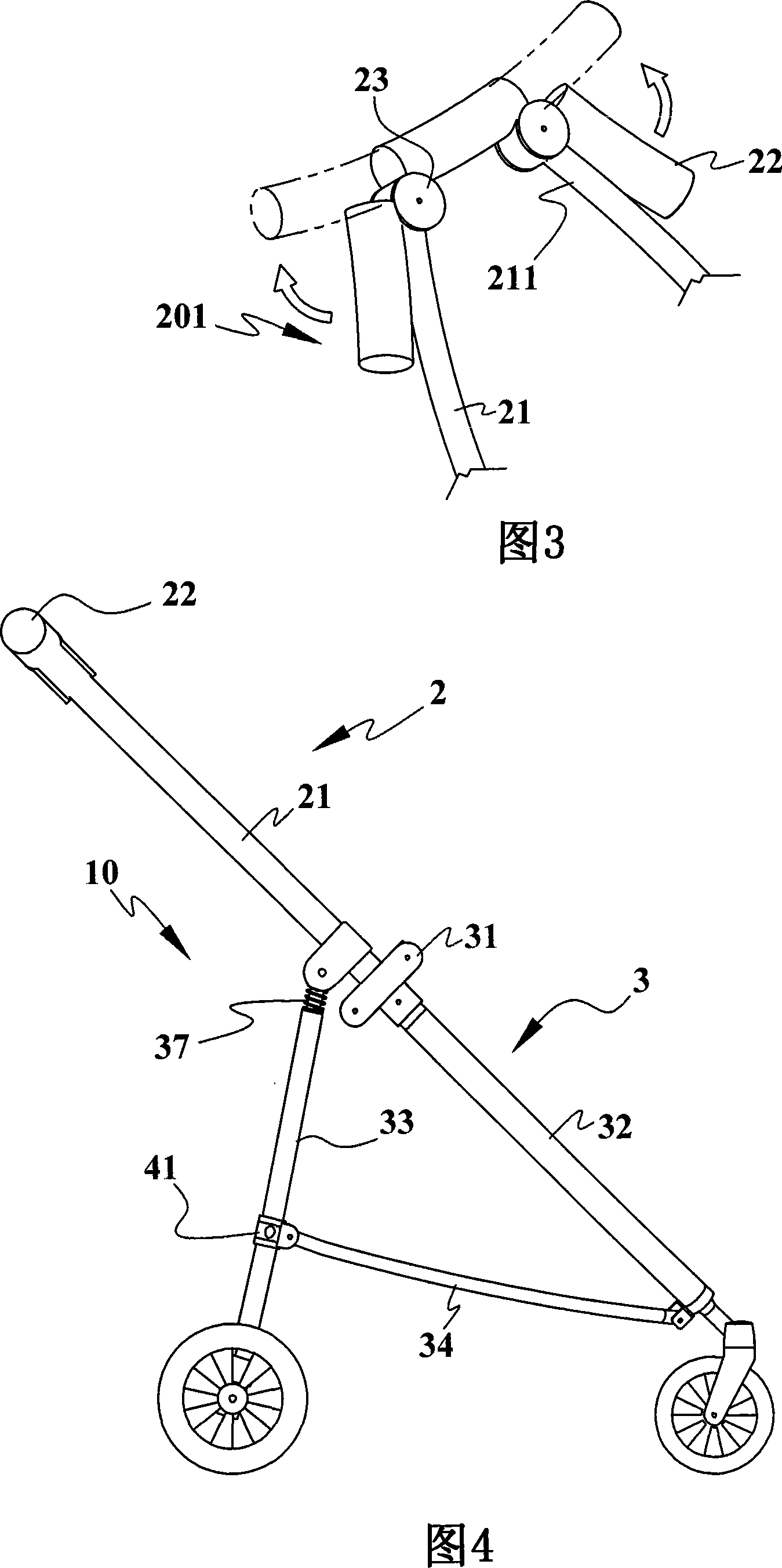 Folding skeleton structure for baby carriage