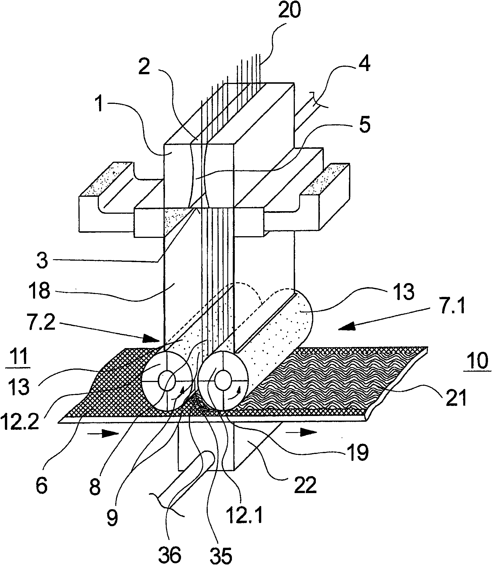 Apparatus and method for depositing synthetic fibers to form a non-woven web