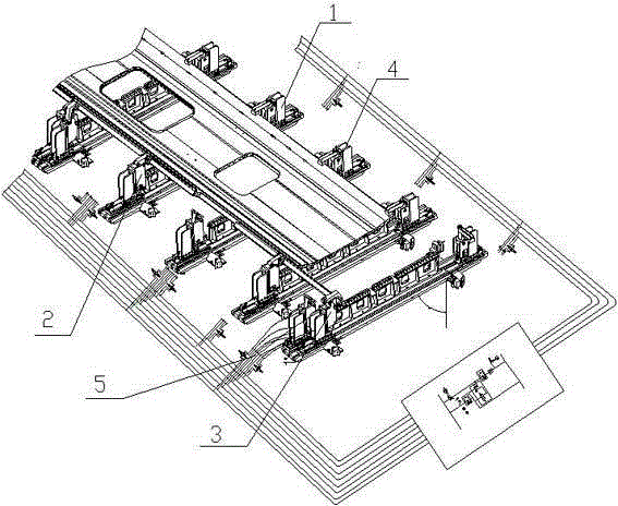 Automatic fixture for machining large parts of rail vehicles