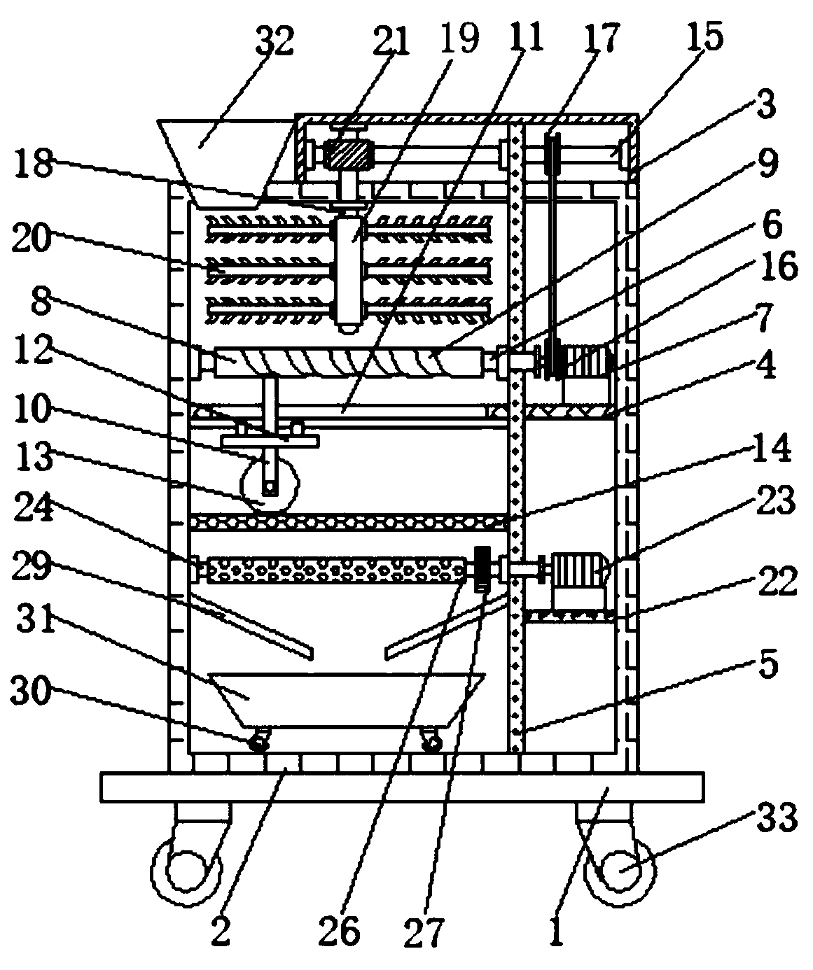 A grinding and mixing device for ceramic powder raw materials