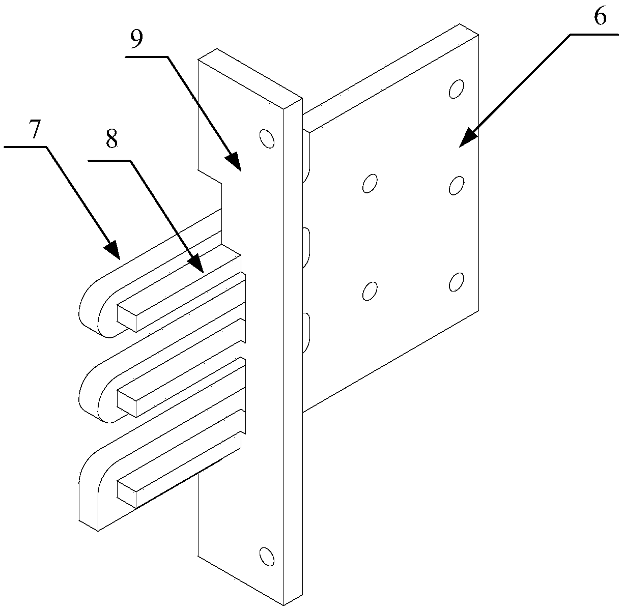 Stabilizing panel base and a seam module and a rail beam seam device