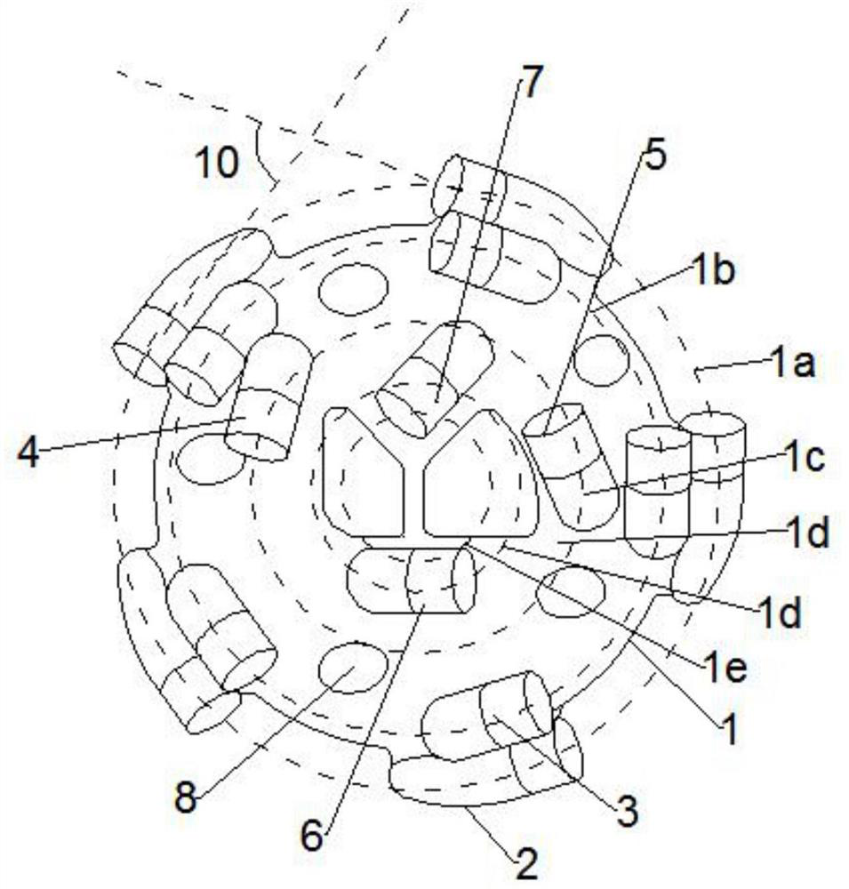 Five-wing fourteen-tooth anti-concretion drill bit