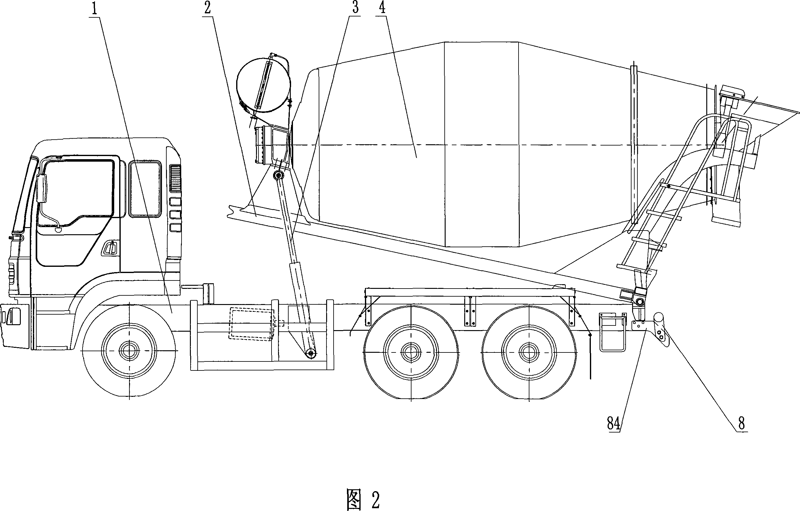 Concrete mixing truck with lifting device