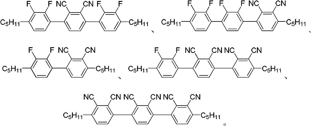 Poly-fluorine poly-cyanogen liquid crystal compound as well as preparation method and application thereof