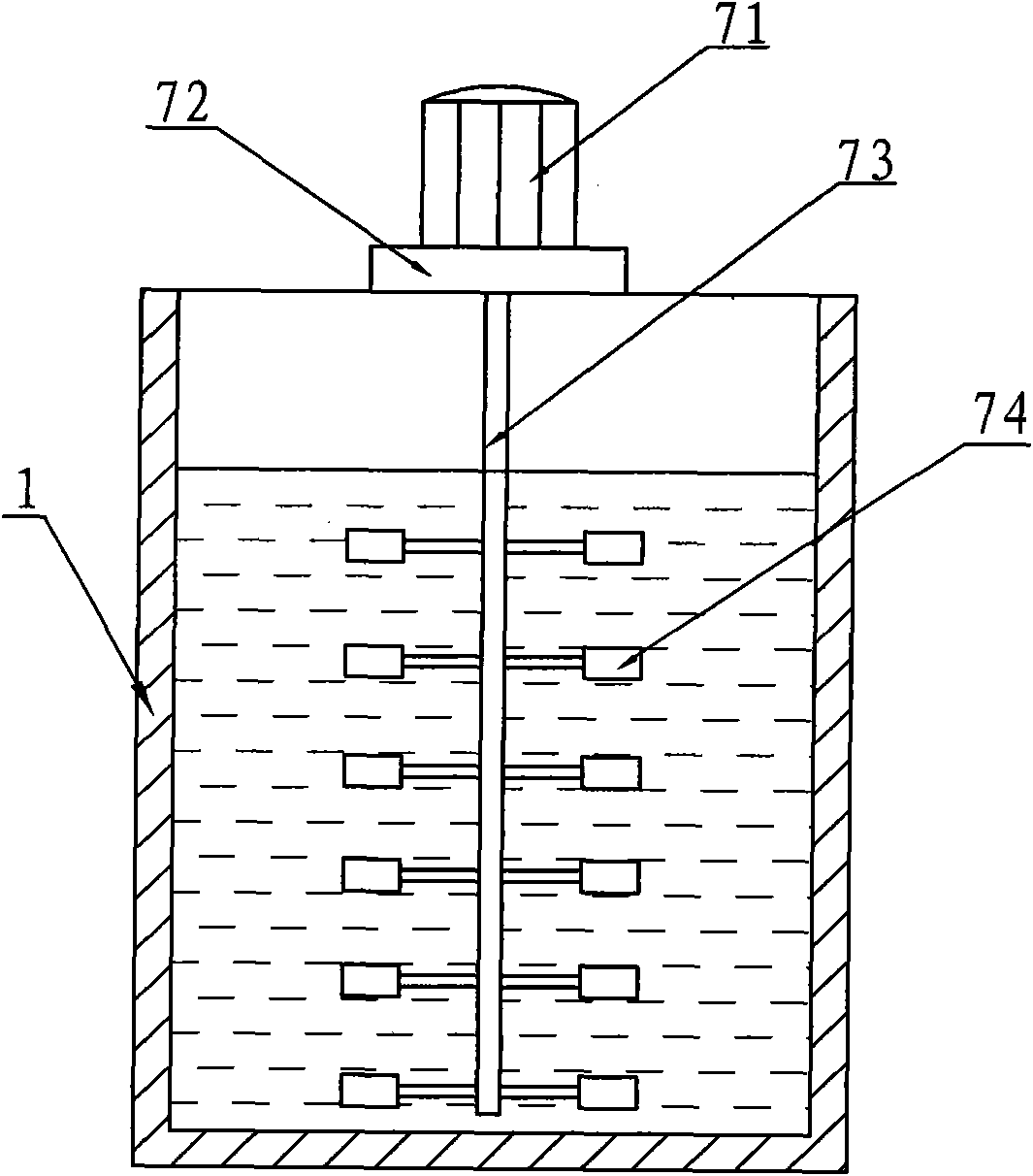 Mechanically-agitating type liquid-replenishing device for wool-making groove