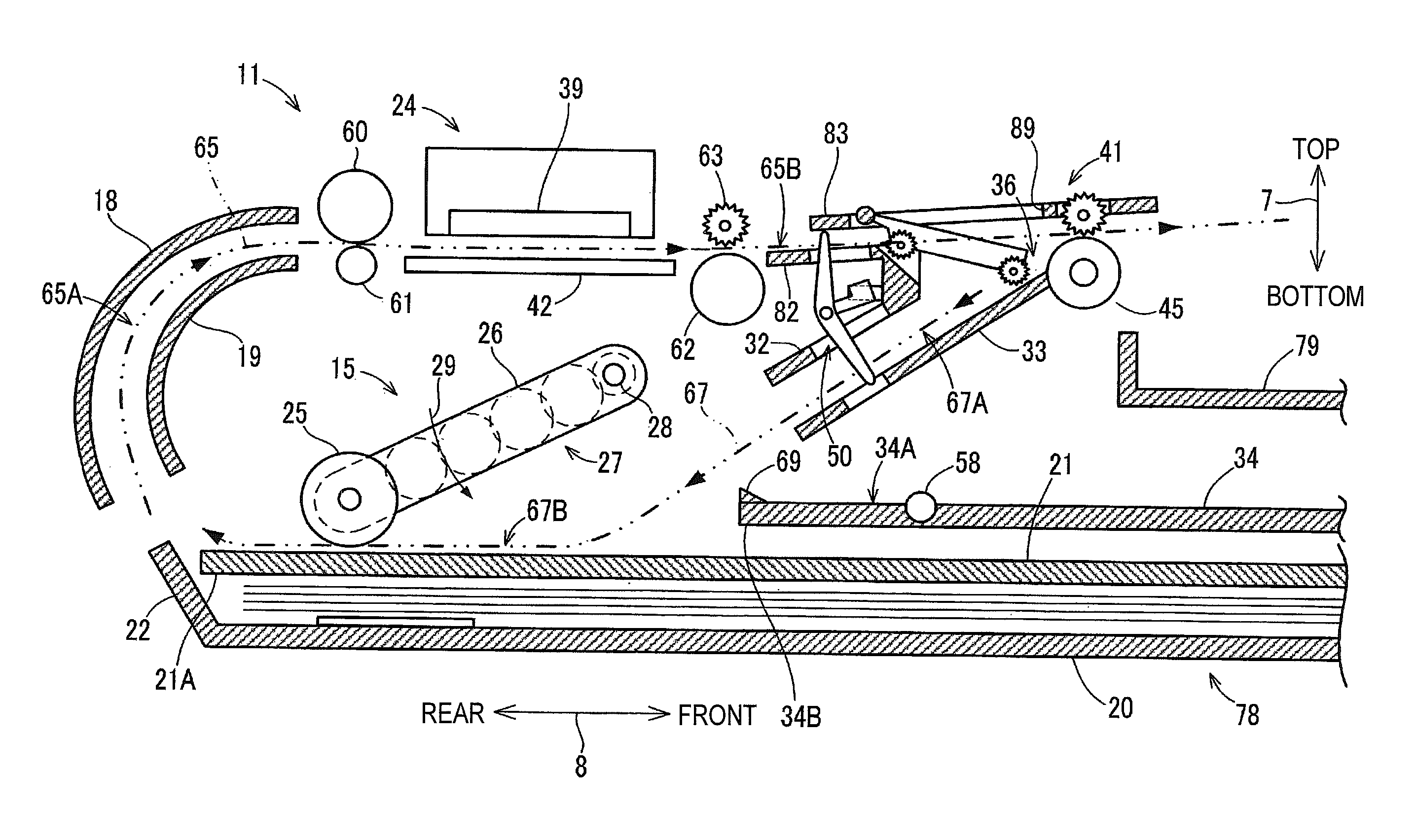 Feeding device and image recording apparatus with the feeding device