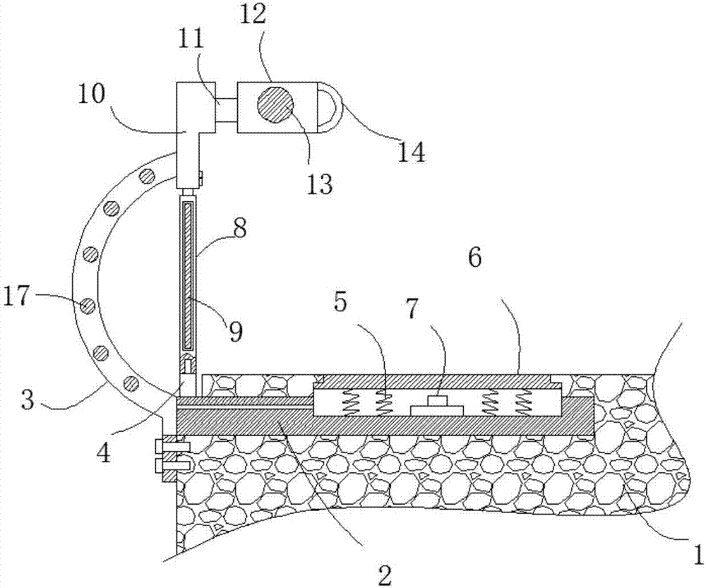 Special-shaped metal handrail mounting structure