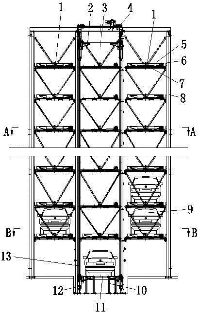 Comb tooth exchange type stereoscopic garage