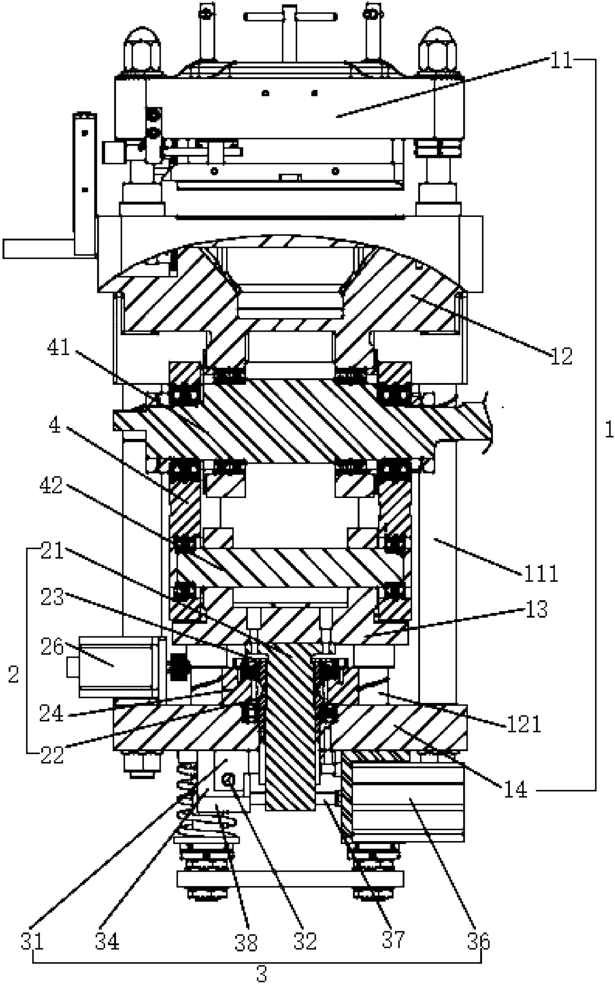 Automatic pressure regulating and locking structure of full-automatic high-speed precision die cutting machine