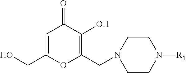 Kojic acid-derived mannich bases with biological effect