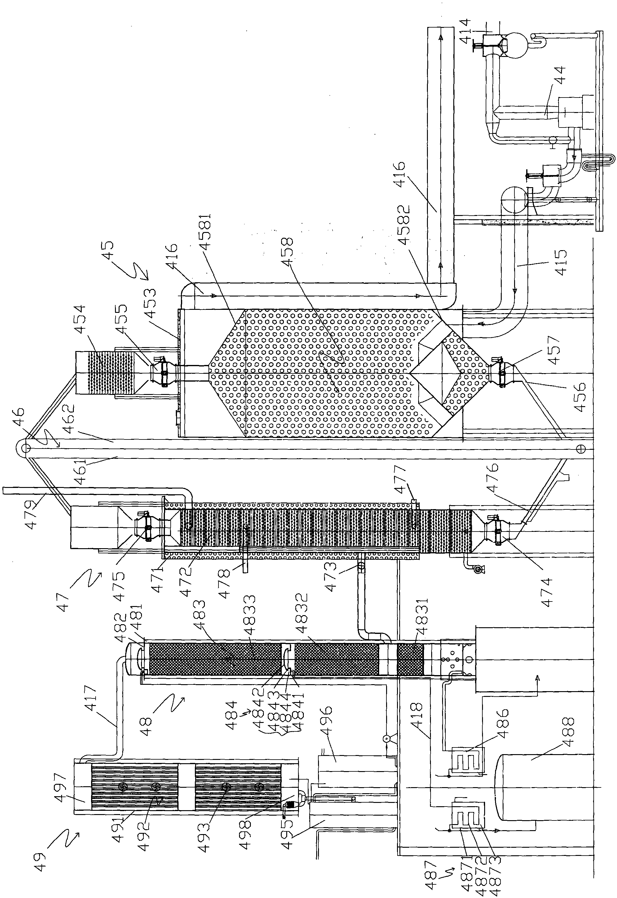 Method for active coke regeneration through hot exhaust gas obtained by purification and combustion of coke oven raw gas in coal gangue pyrolysis gasification