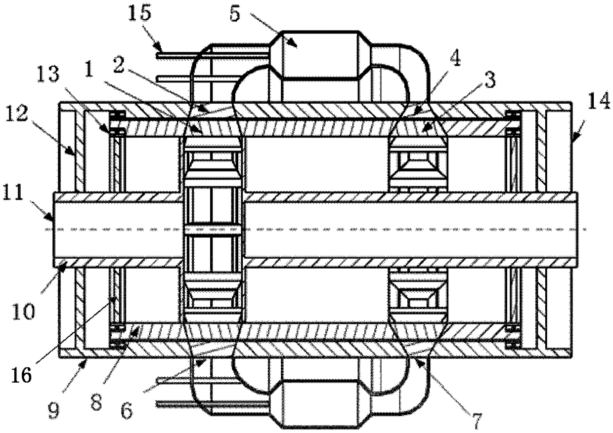 A gas turbine with embedded blades