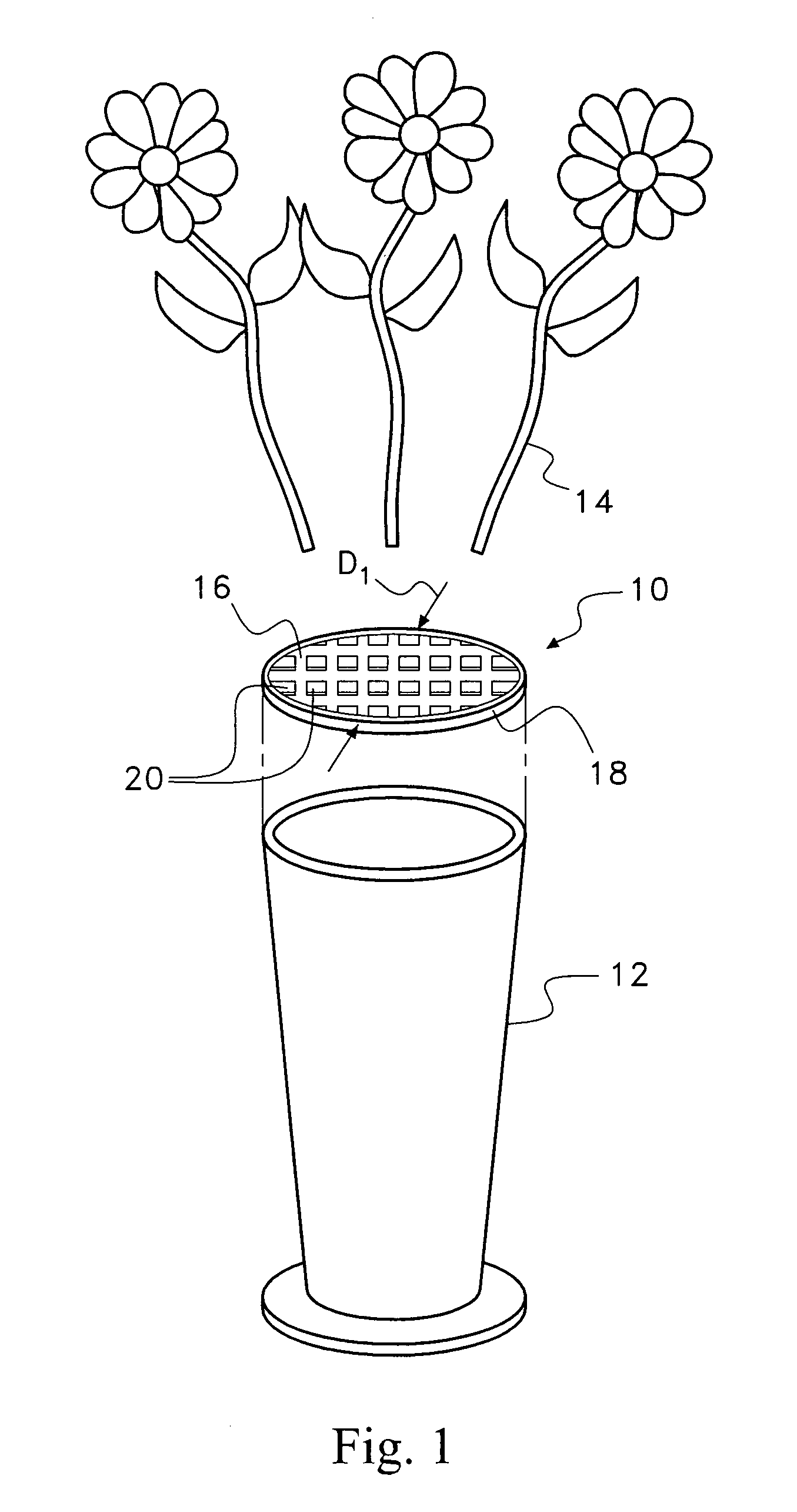 Device and method for adapting a container for use in a floral arrangement