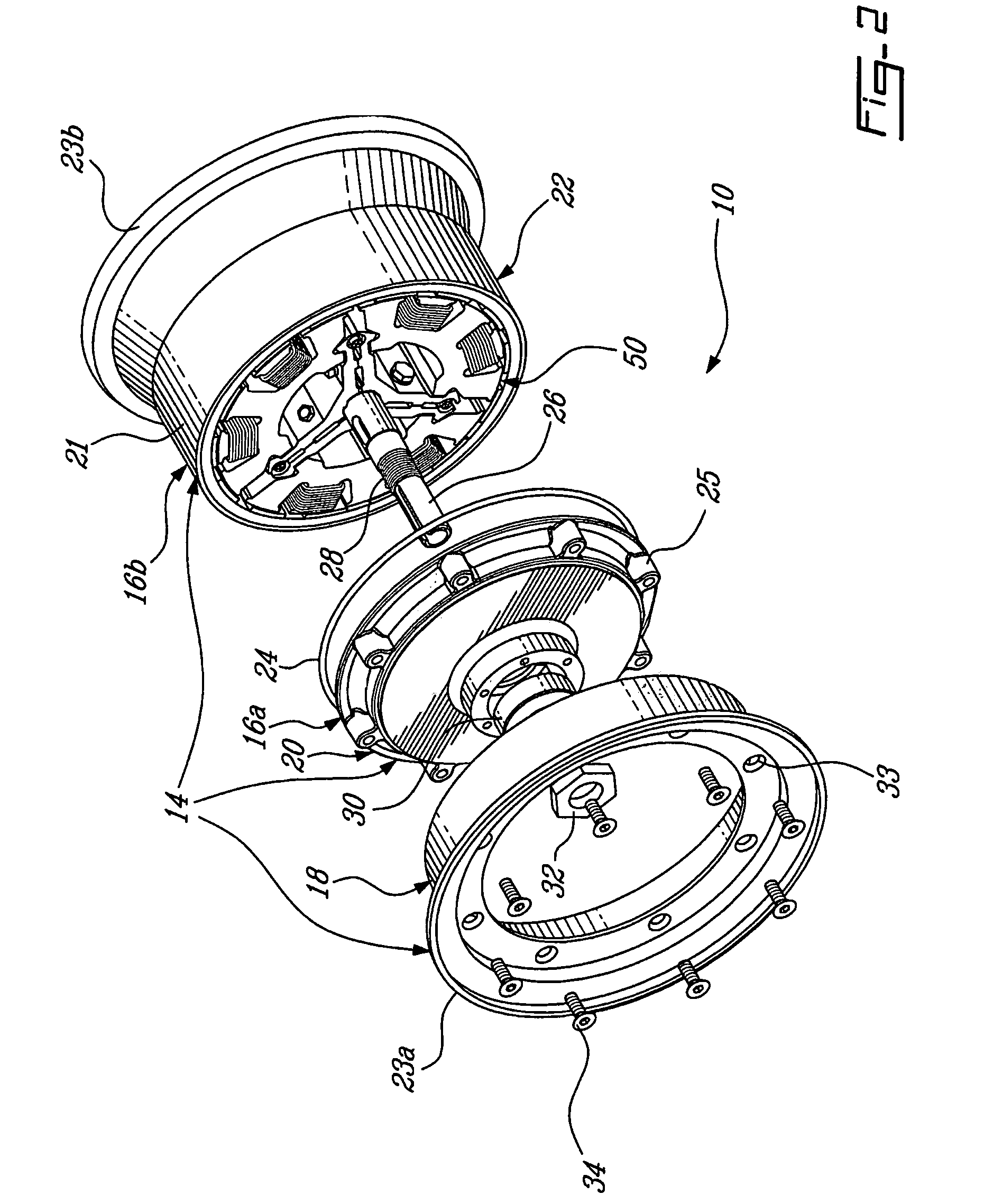 Multi-phase electrical motor for use in a wheel