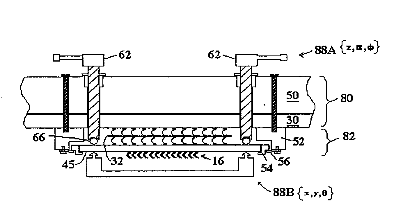 Mechanically reconfigurable vertical tester interface for IC probing