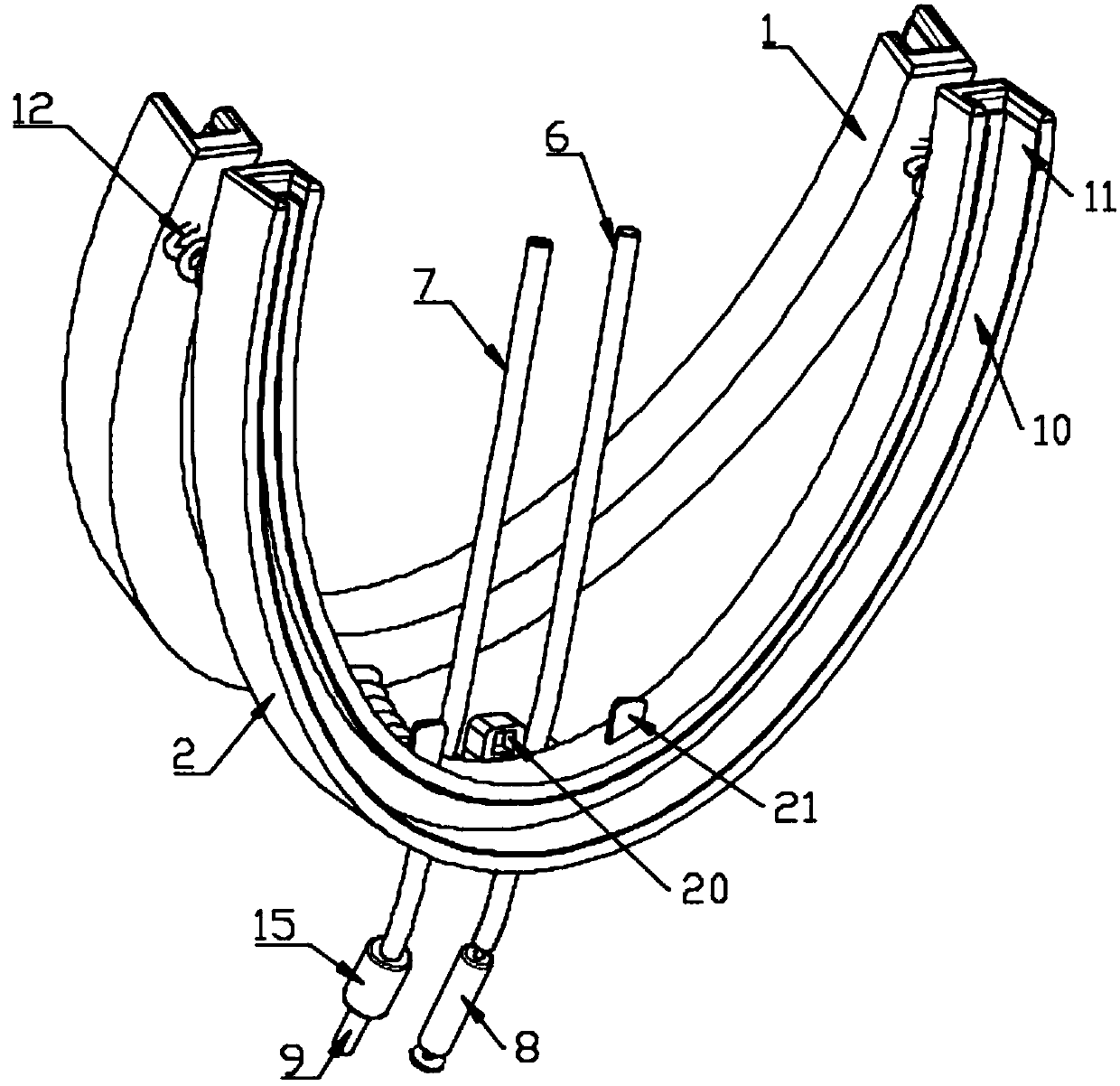 Multi-channel oropharyngeal breathing device used in the anesthesiology department