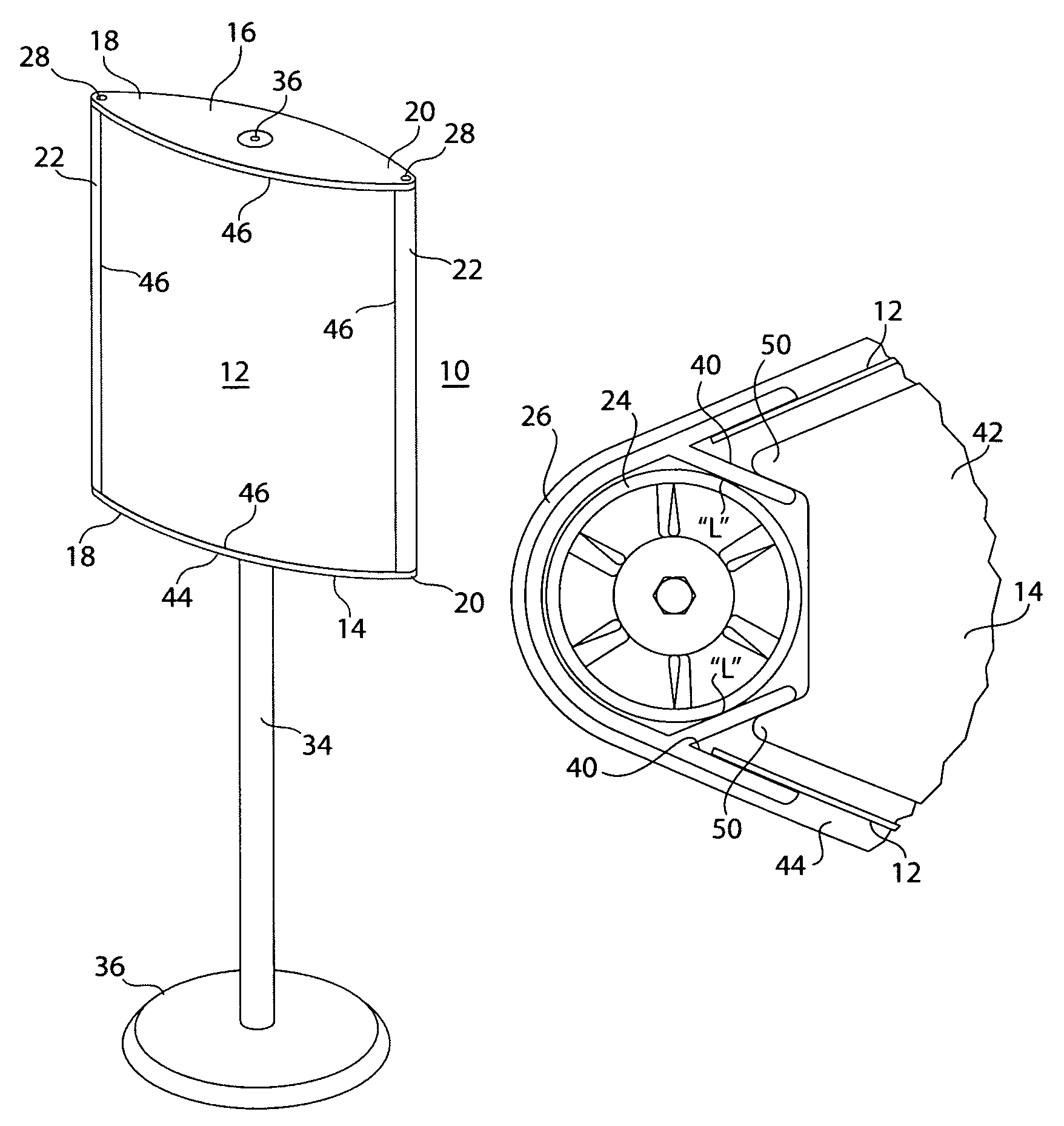 Curved stand display arrangement