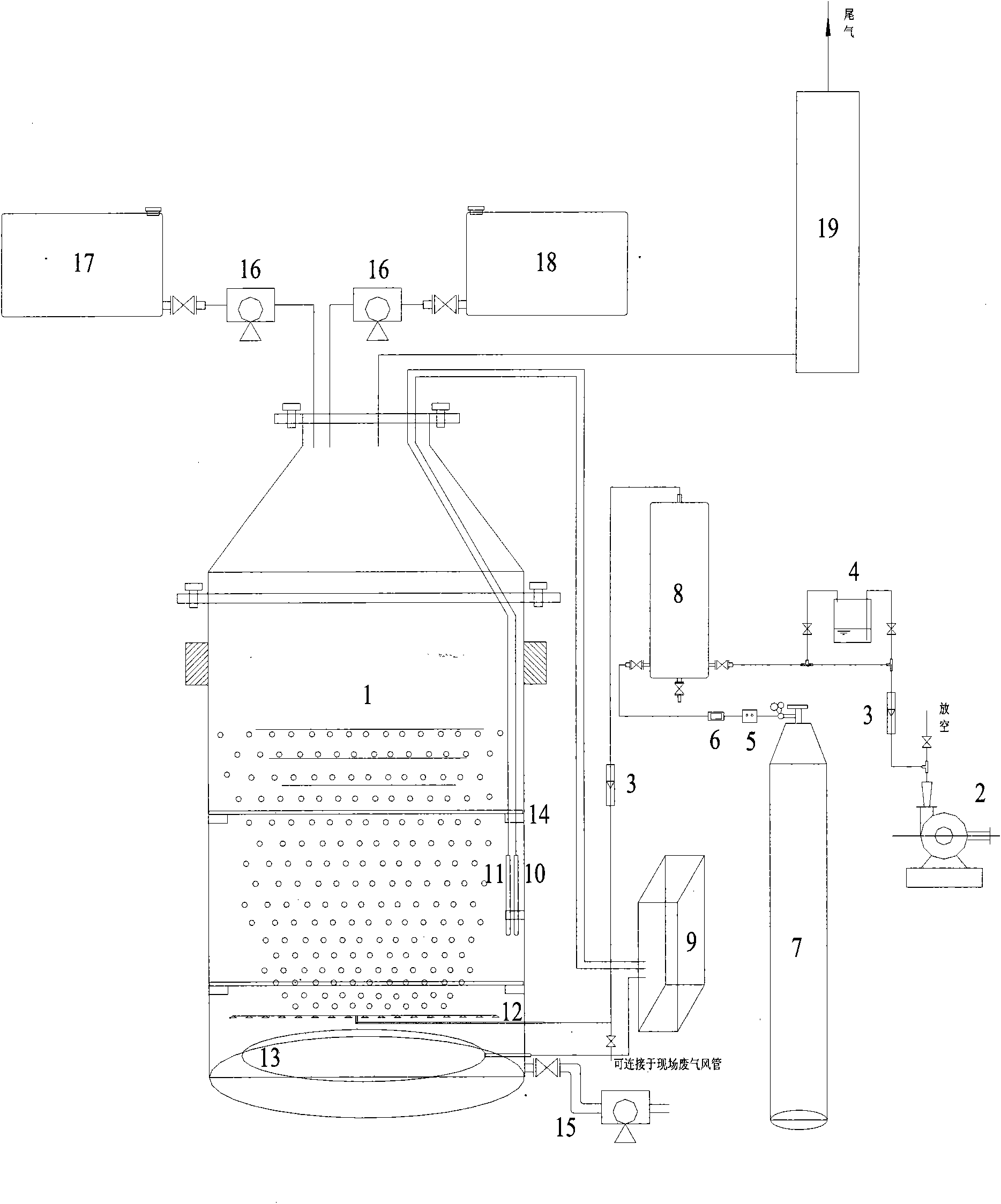 Method for starting air-liquid two-phase bacterium culture and reaction device for biologic treatment of waste gas