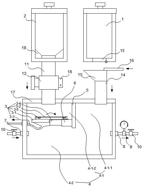 A solid material filtrate feeding structure