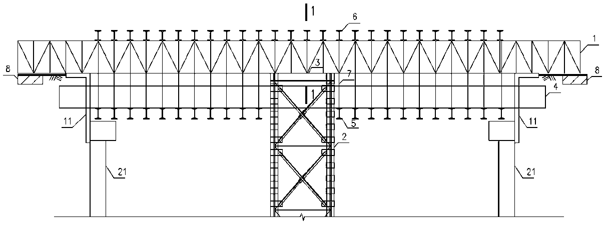 Construction method and structure for partially replacing row pile support based on cutter suction type diaphragm wall