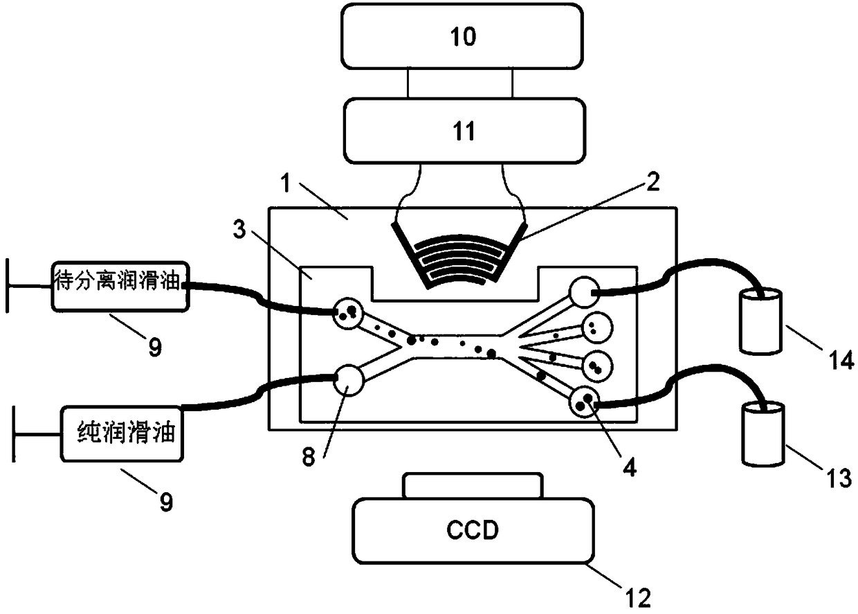 Device and method for separating abrasive particles in lubricating oil based on surface acoustic waves