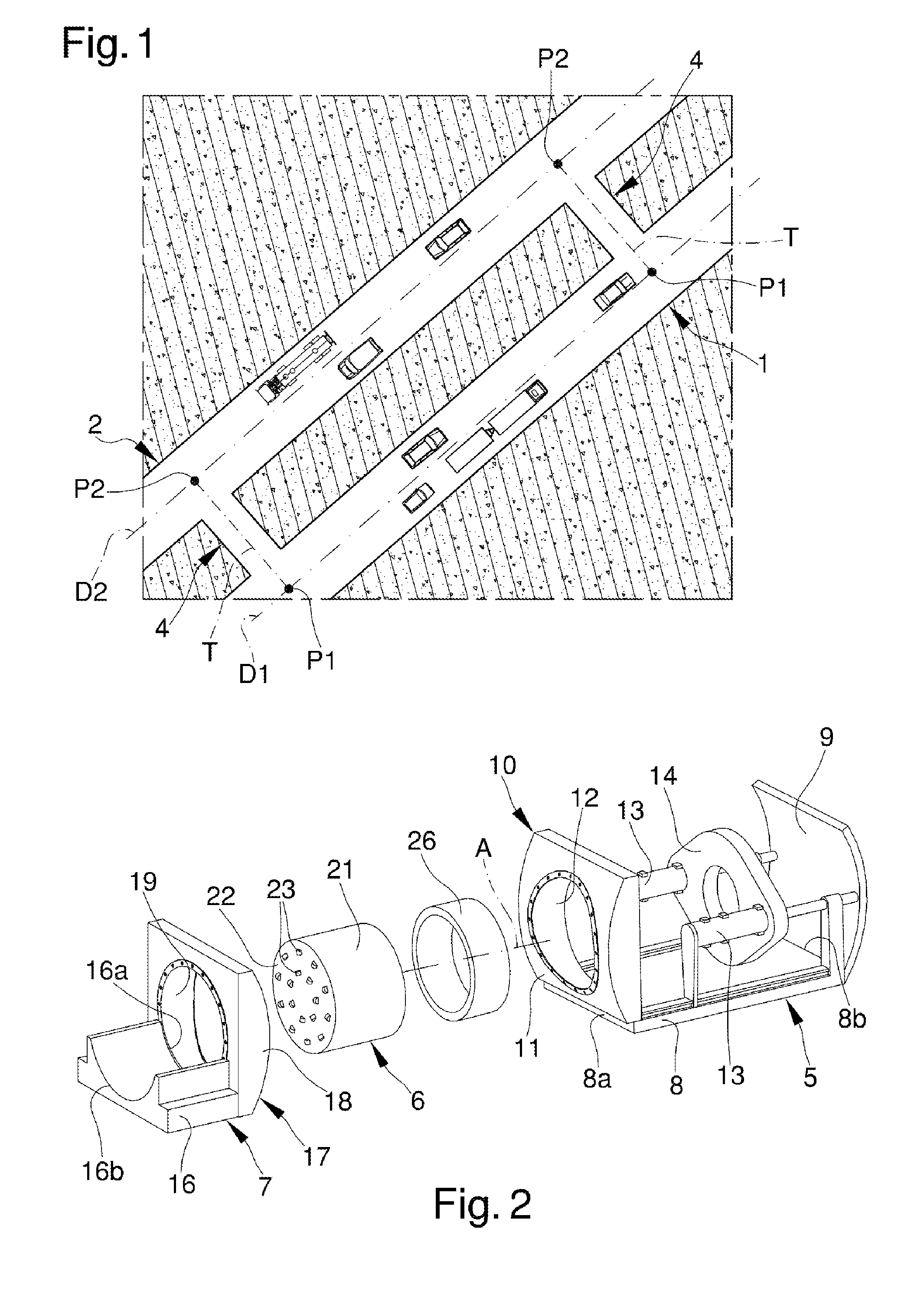 Procedure for the construction of cross passages in double pipe tunnels