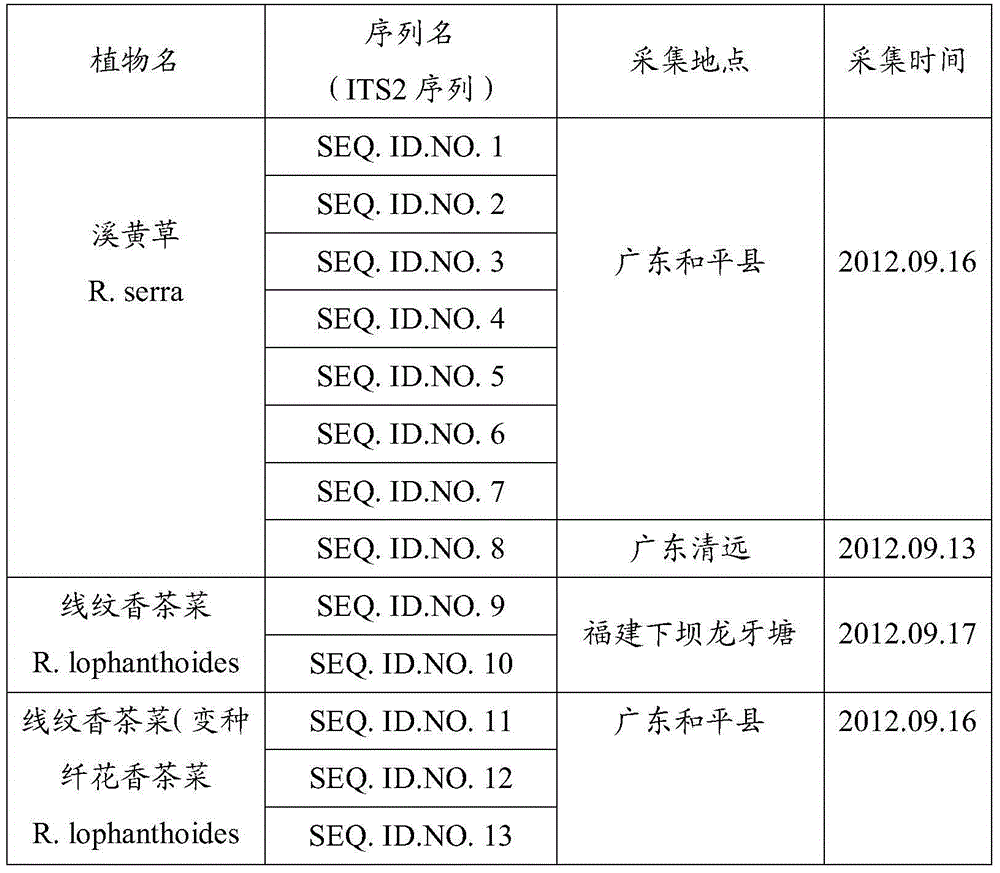 DNA barcode identification method of Isodon serra(Maxim.)Kudo and relative species