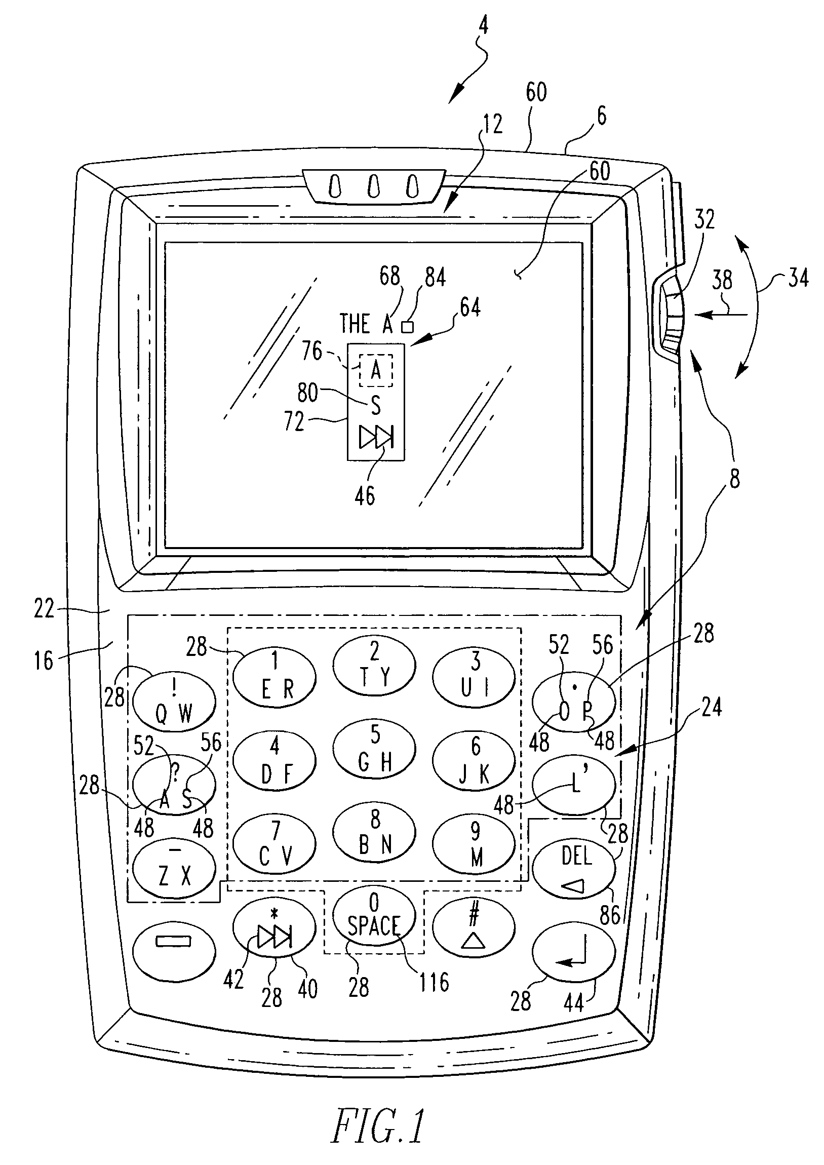 Handheld electronic device with text disambiguation