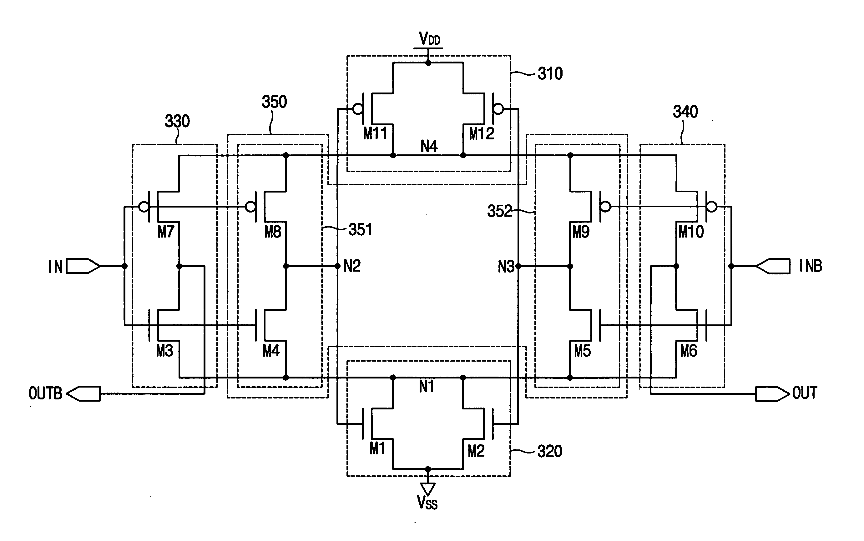 Self biased differential amplifier