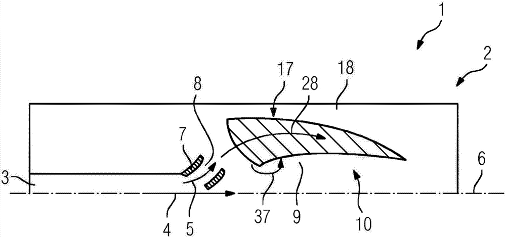 Thermal energy machine with flow guide devices in the diffusor