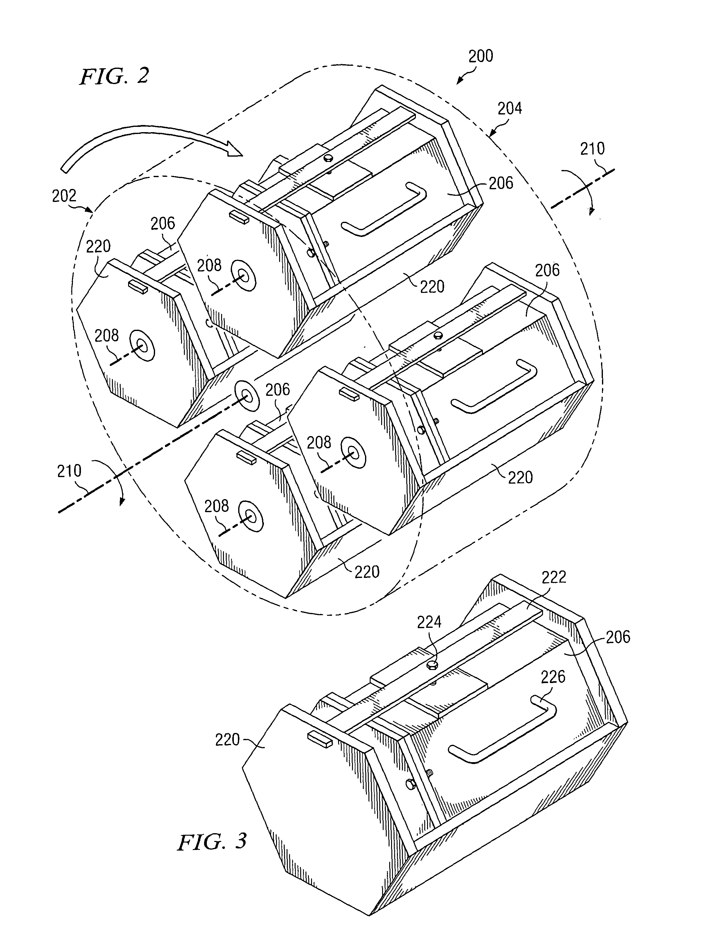 High-energy cascading of abrasive wear components