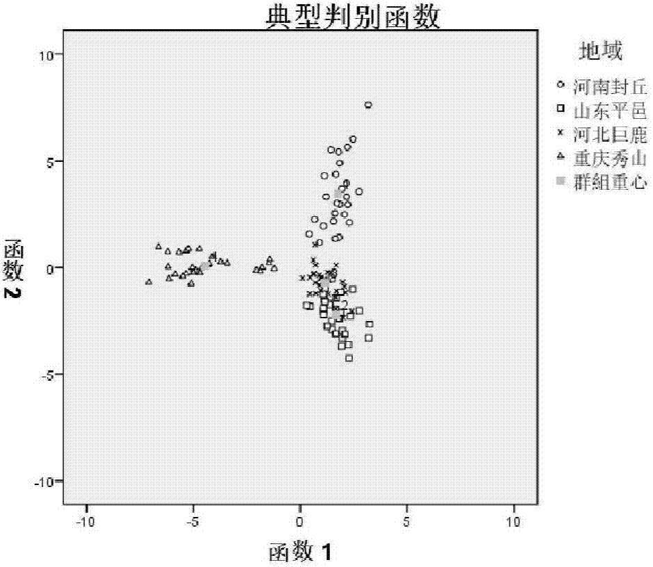 Method for identifying place of origin of honeysuckle flower based on mineral element fingerprint technique