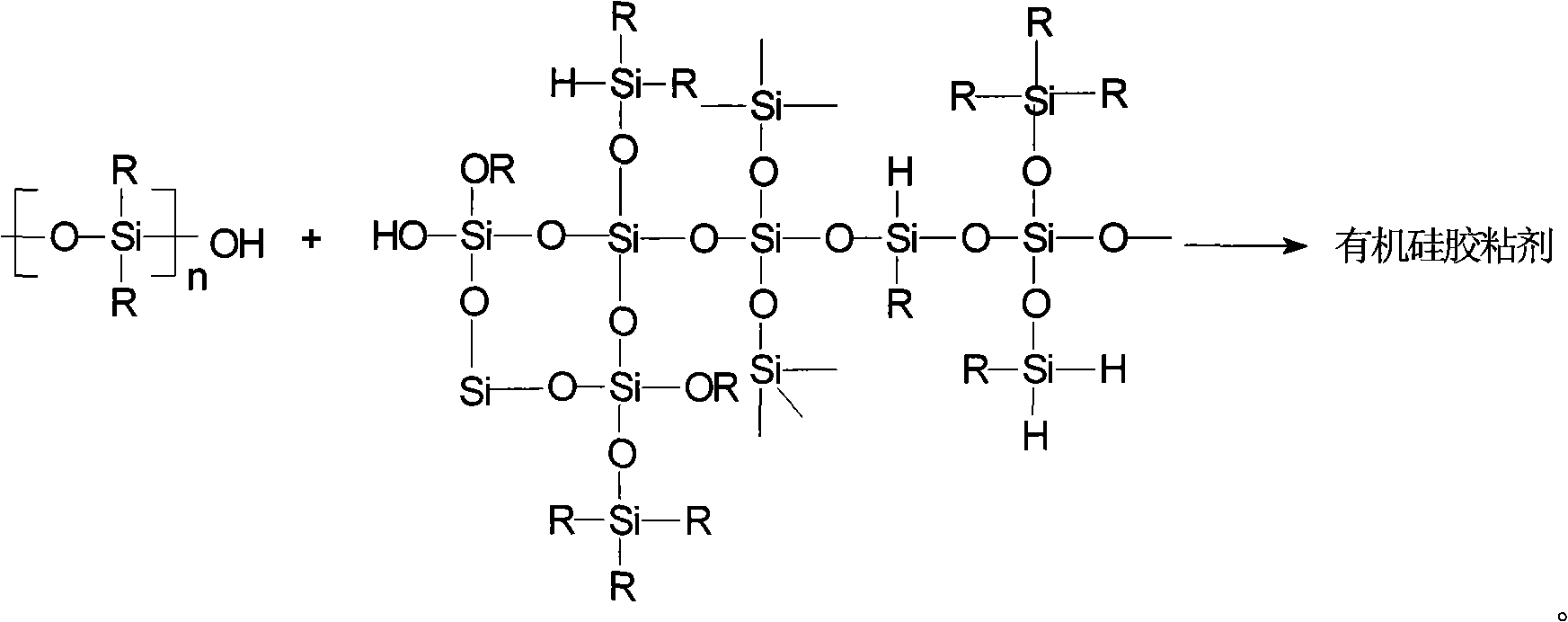 Low resin mica tape organosilicon adhesive and method for preparing same