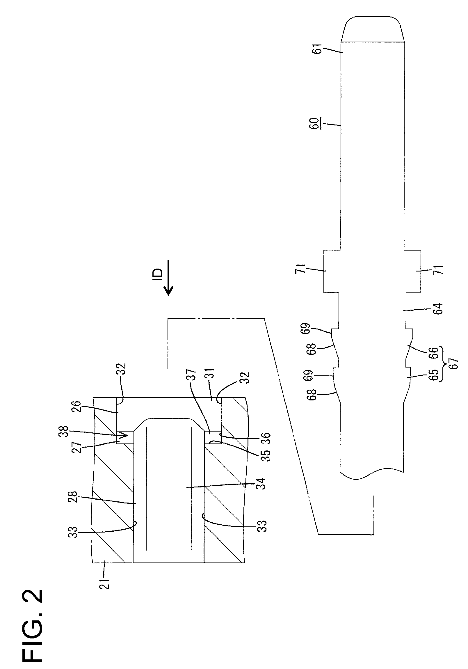 Connector with terminal fittings press fit in a base wall of a connector housing