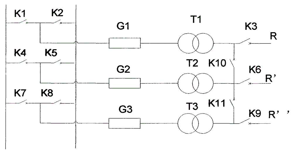 Device and method for synchronously connecting three-phase alternating current to single-phase alternating current in parallel