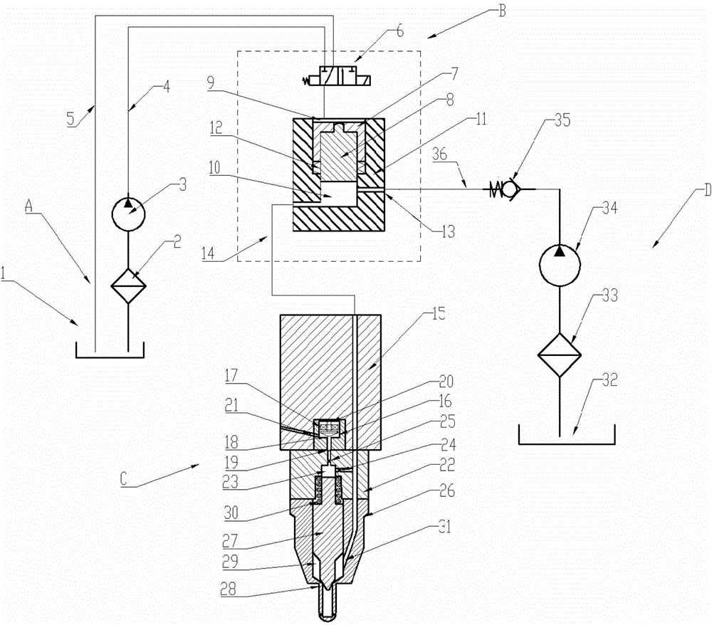 Marine low-speed diesel engine common-rail fuel injection system with external pressurization piston