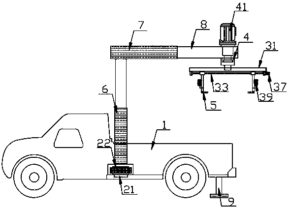 Lifting device for loading and unloading equipment for electric overhaul vehicle