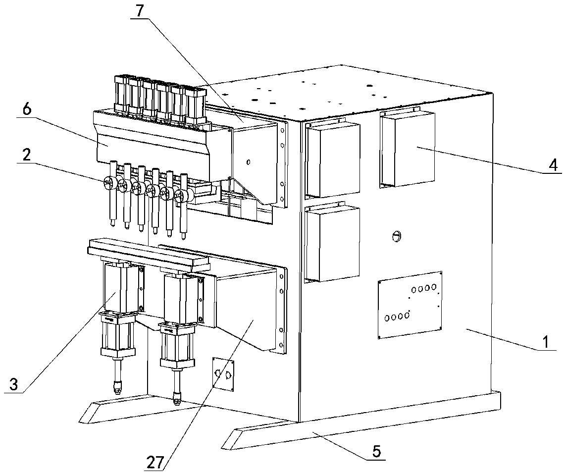 Same-side multi-head resistance welding machine for frame and skin