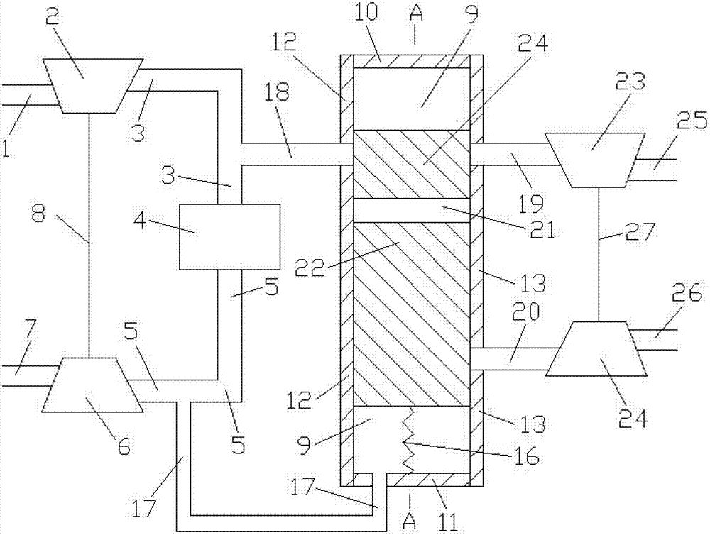 Partitioning device for connecting pipes