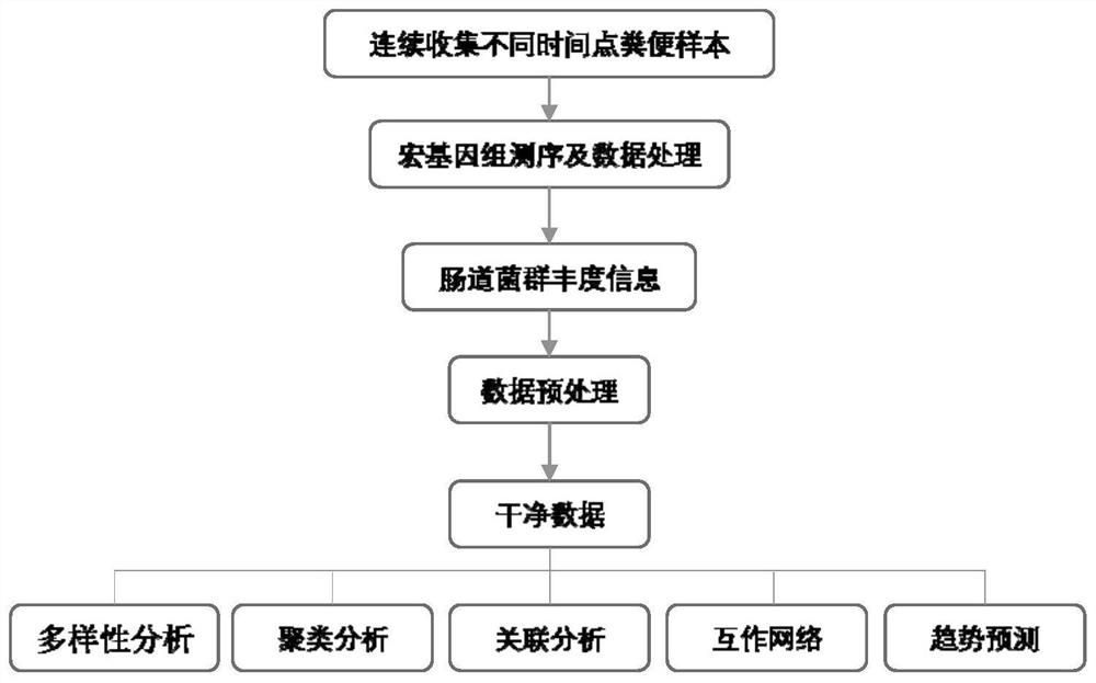 Multi-time-sequence intestinal flora data analysis process control method