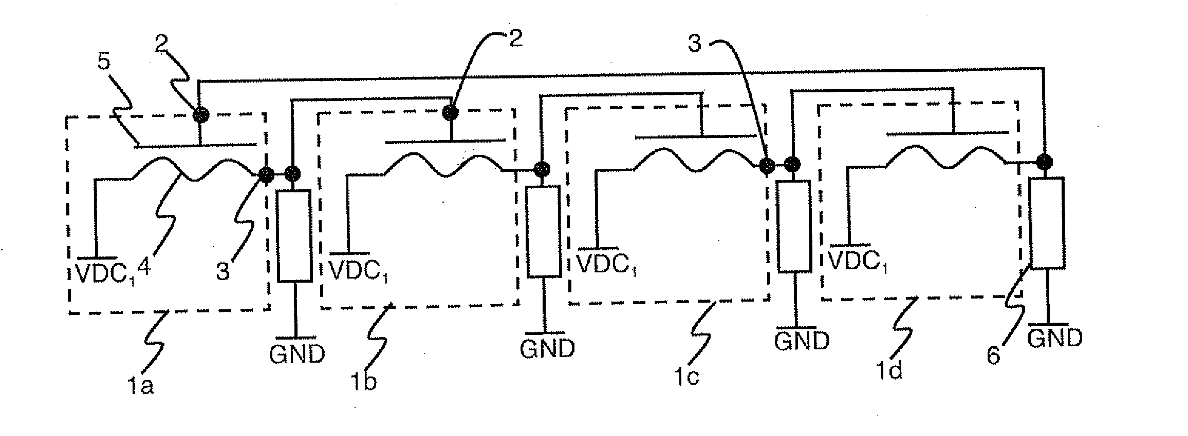 Oscillator based on series of four nanowires