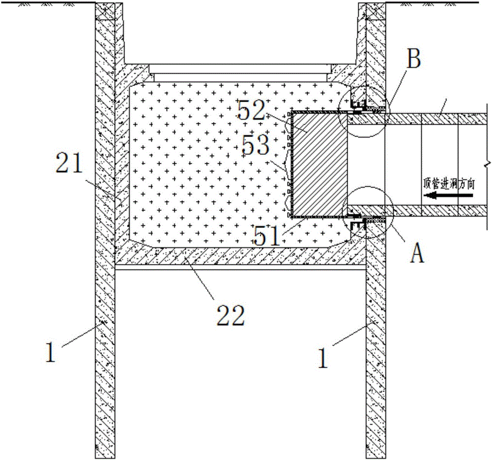 Tool of jacking pipe entering tunnel in foamed soil without need of foundation reinforcement outside pit and construction method thereof