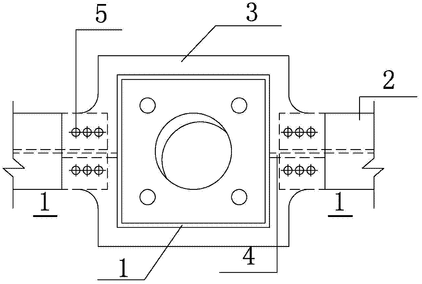 Rectangular steel tube concrete column and steel beam all-bolt connecting joint