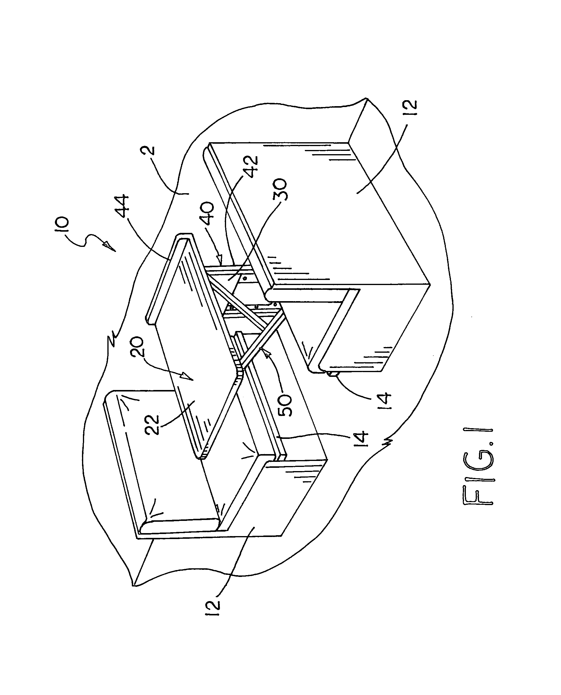 Dinette having a collapsible table assembly