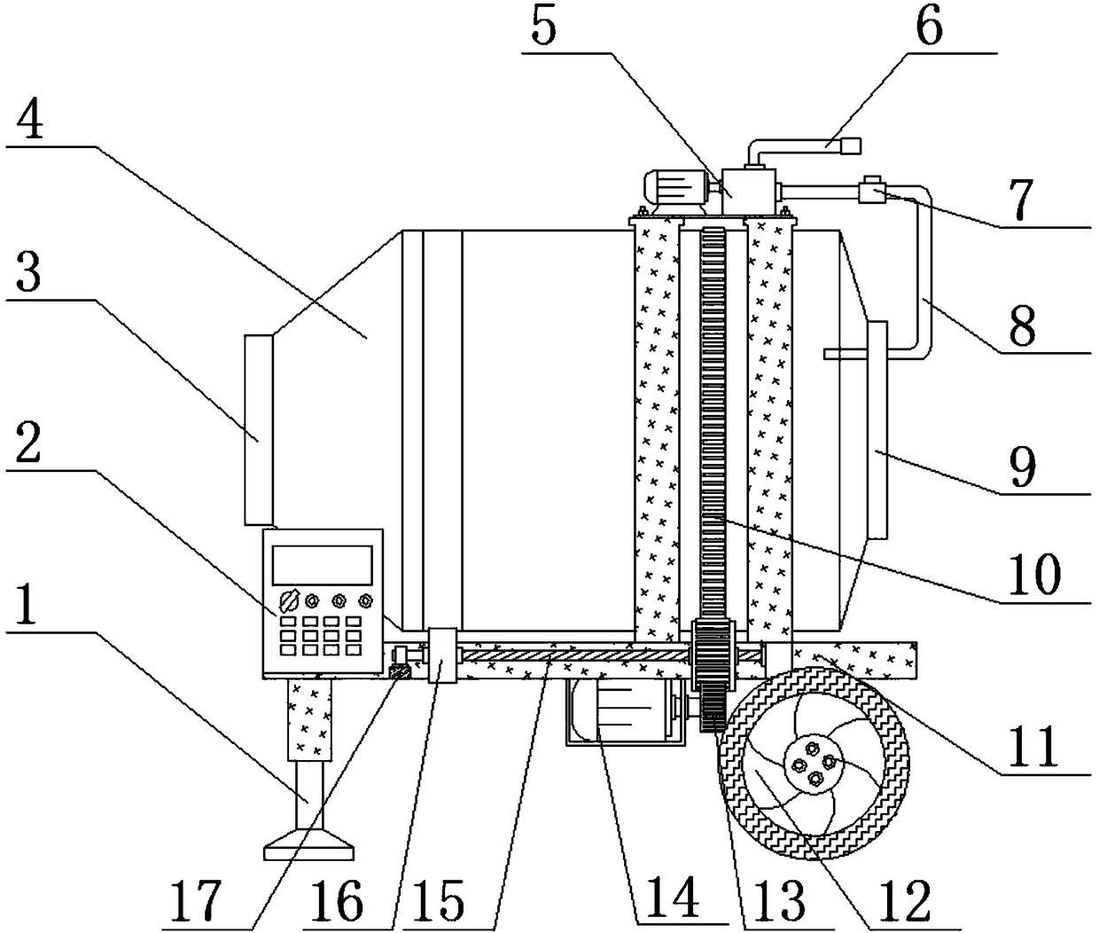 Automatic matching and water adding concrete stirring machine special for civil engineering