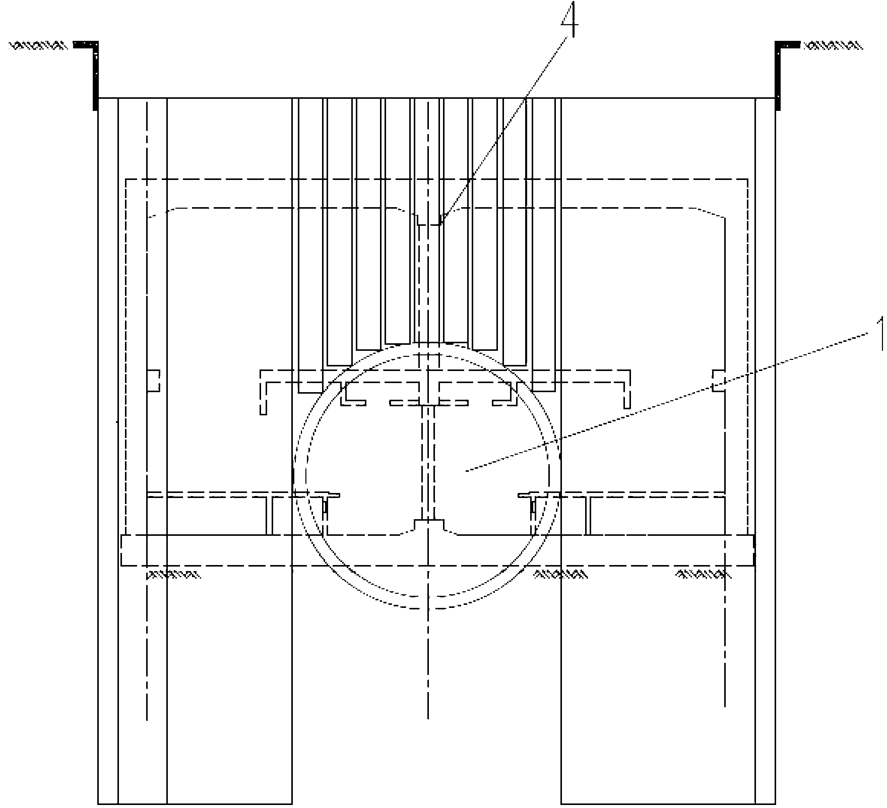 Construction method for shield tunneling machine retaining structure taking position firstly and being constructed secondly and for shield shaft excavation