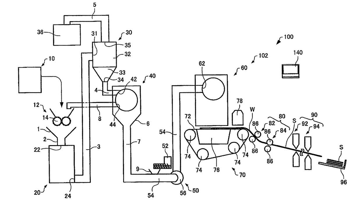 Sheet manufacturing apparatus, sheet manufacturing method, sheet manufactured using sheet manufacturing apparatus and sheet manufacturing method, and composite and container used in sheet manufacturing apparatus and sheet manufacturing method