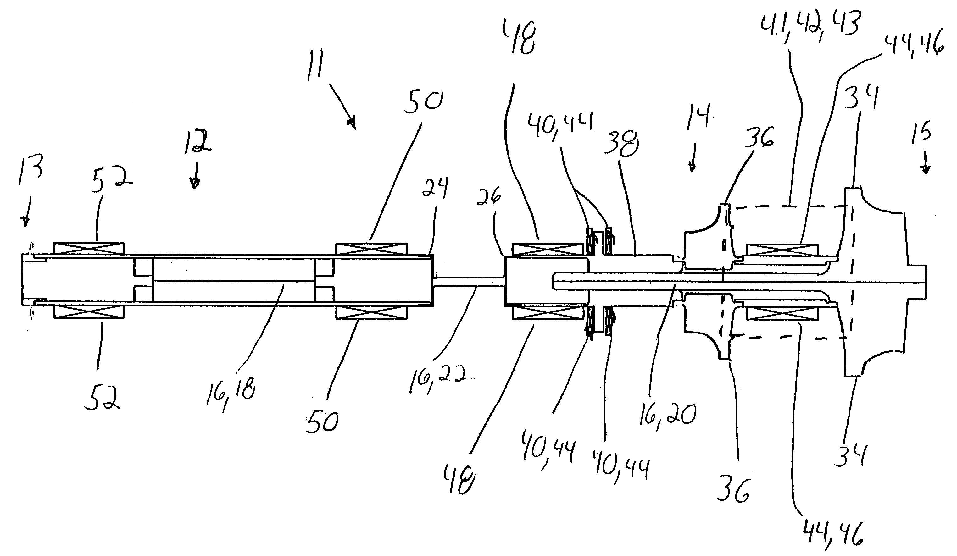 Rotor and bearing system for a turbomachine