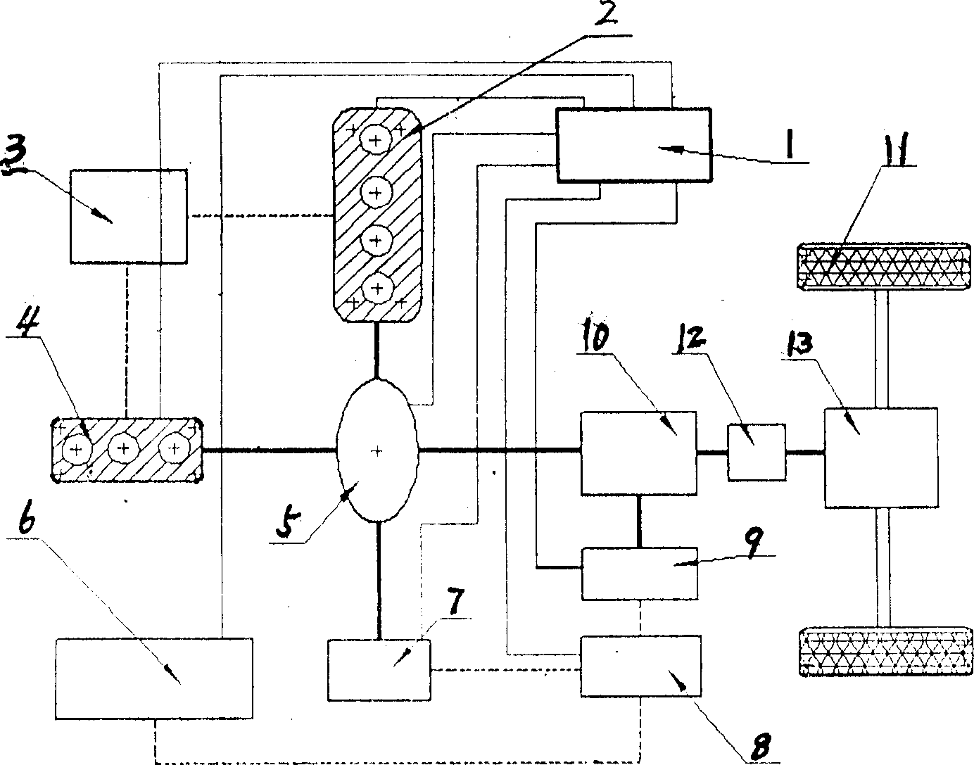 Series-parallel connection mixed power vehicle with twin-engine